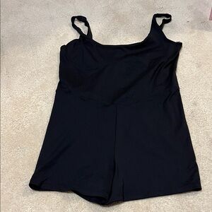 New Victoria Secret Athletic Perforated Corset Black Sleeveless Romper Large